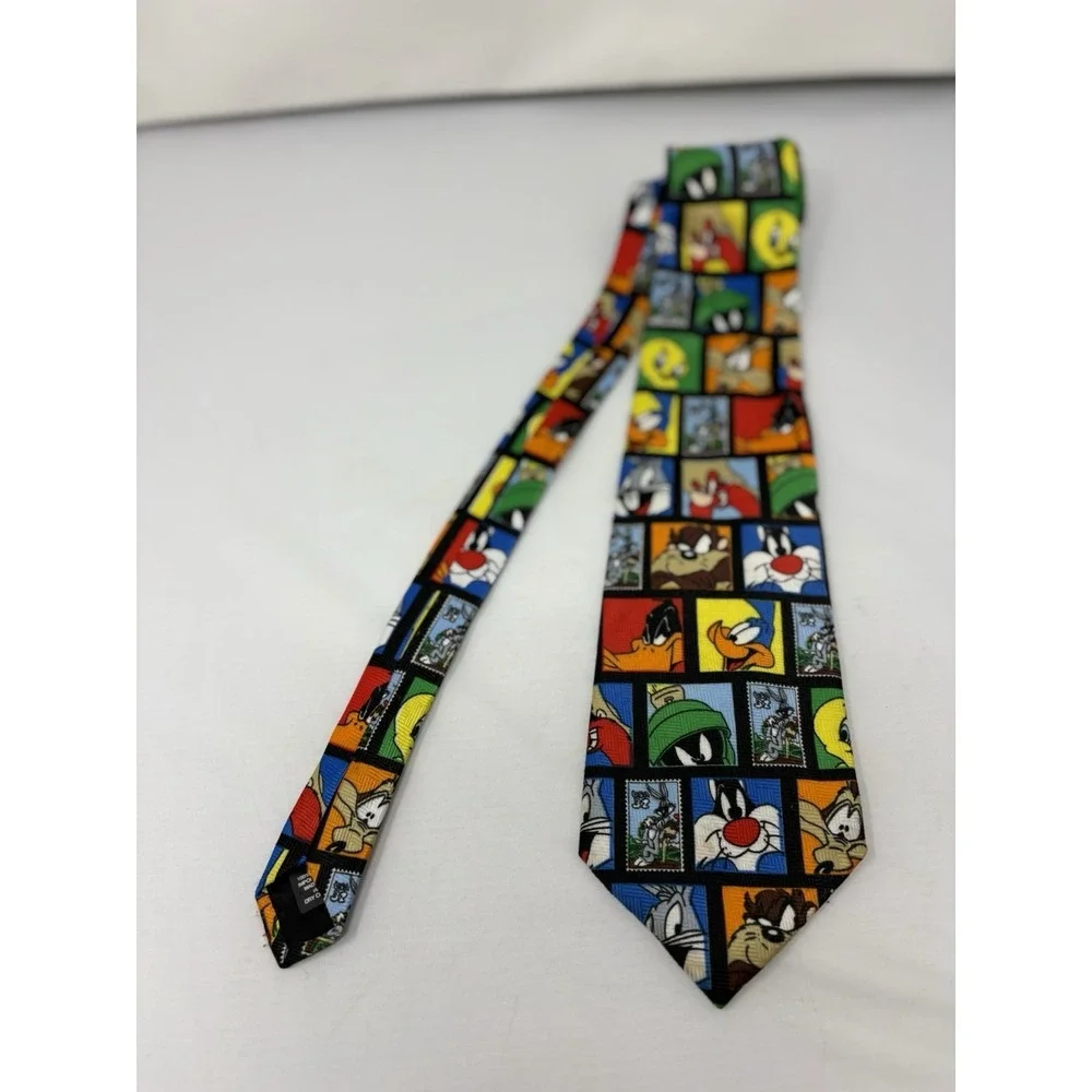 Vintage Looney Tunes USPS Stamp Collection Tie Necktie Warner Bros 90's Cartoons